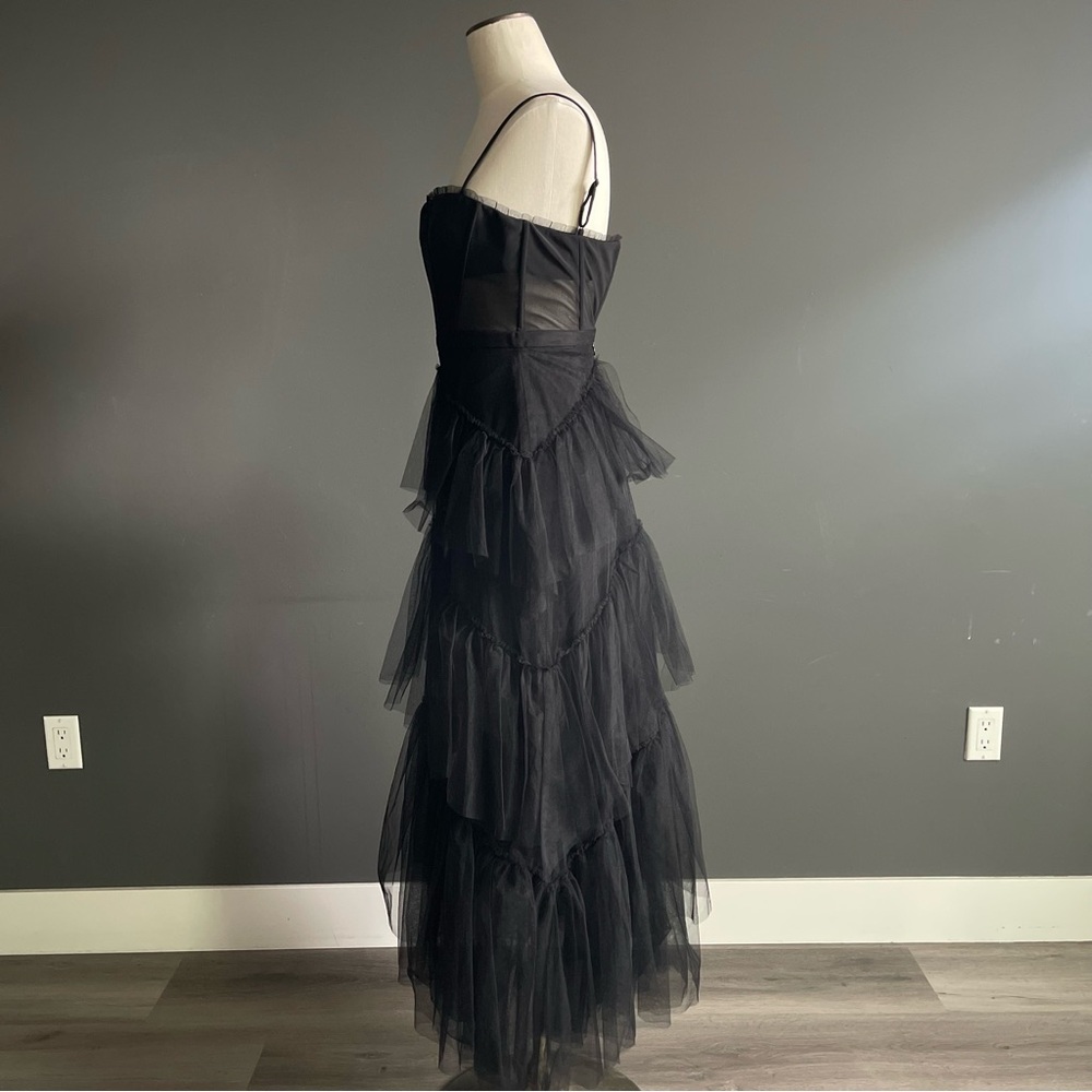 BCBGMaxAzria Black Tiered Tulle Maxi Dress - Picture 4 of 9